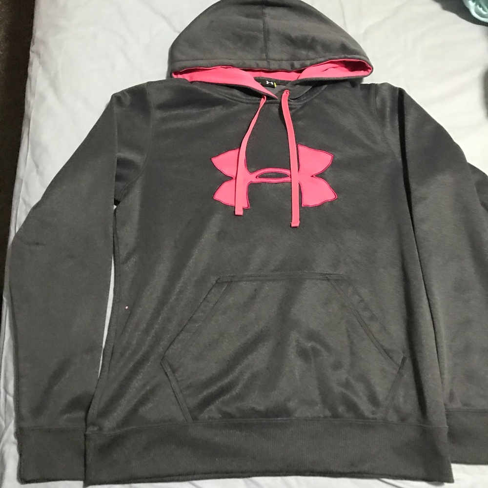 Under Armour Pullover Sweatshirt Hoodie Pink Grey